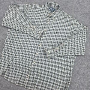 Ralph Lauren Blake Mens XXL Blue Plaid Cotton Button Down Long Sleeve Shirt